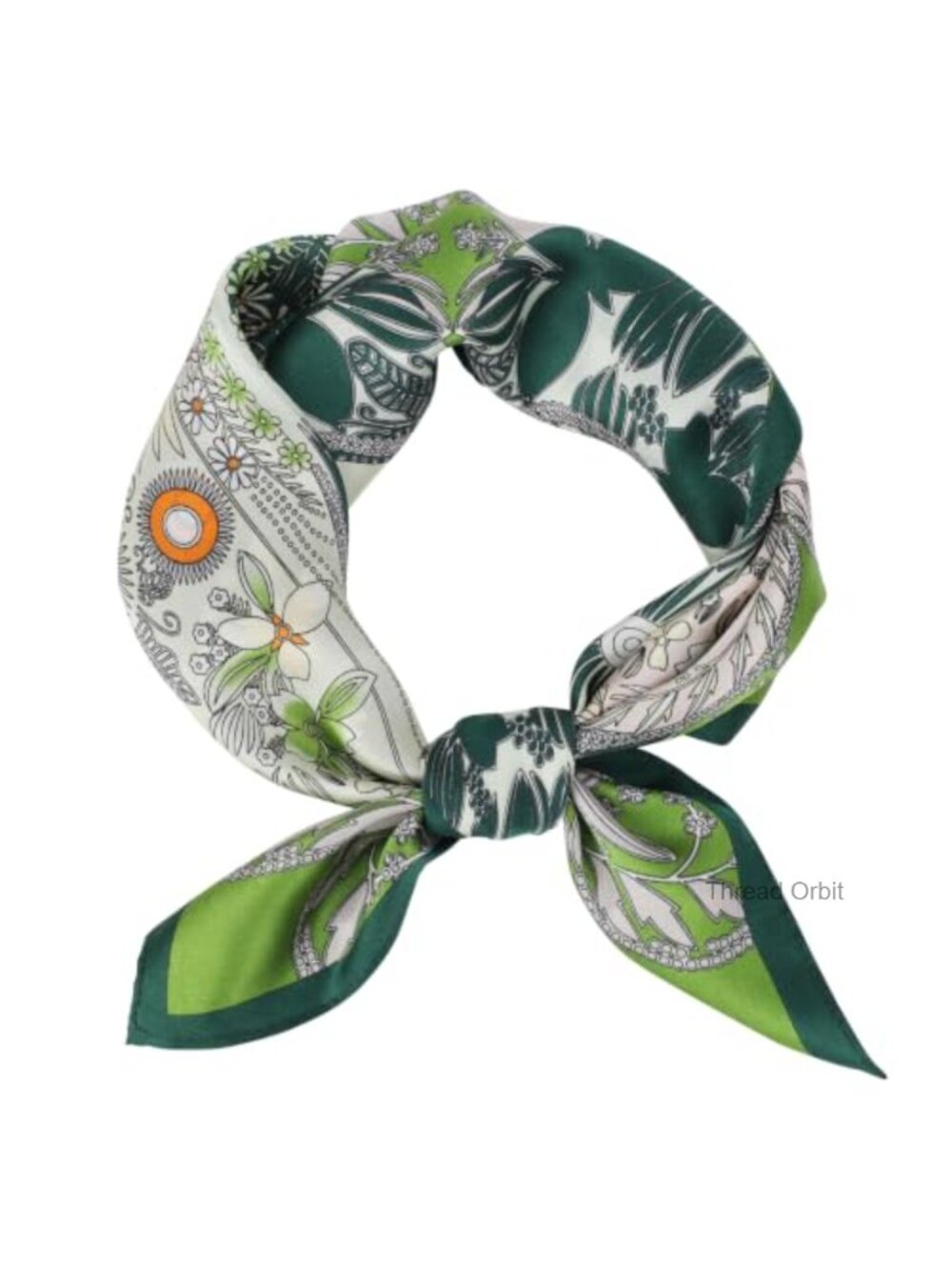 100% Mulberry Silk Scarf 21x21 Small Square Floral Neckerchief